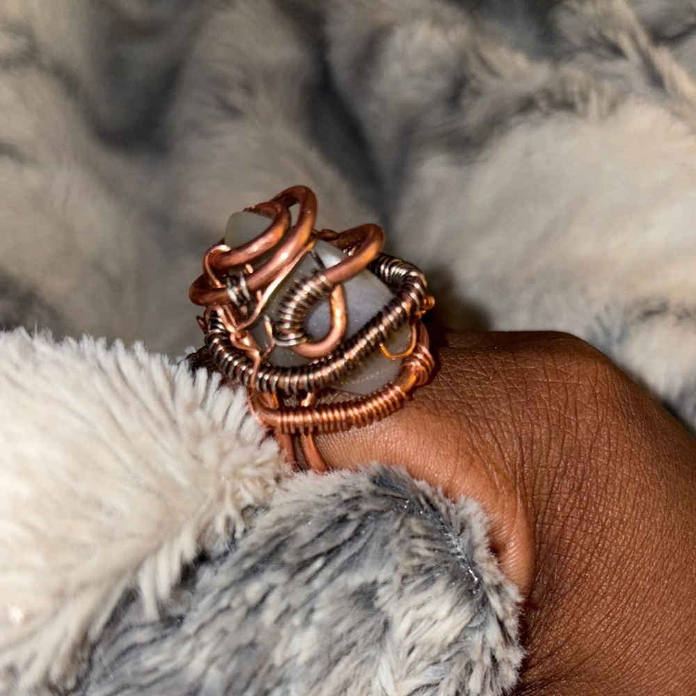 Elegant Copper and Silver Wire Wrapped Ring
